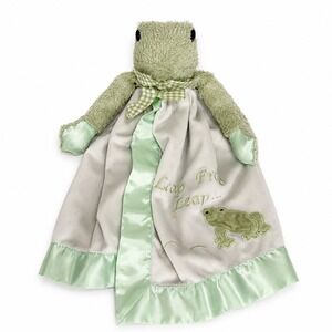 Bearington Baby OS Frog Lovey Security Blanket Leap Frog Leap Satin Trim Green